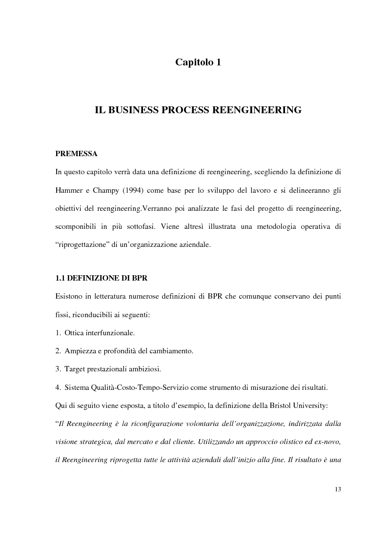Anteprima della tesi: Business process reengineering: il caso delle aziende ospedaliere, Pagina 5