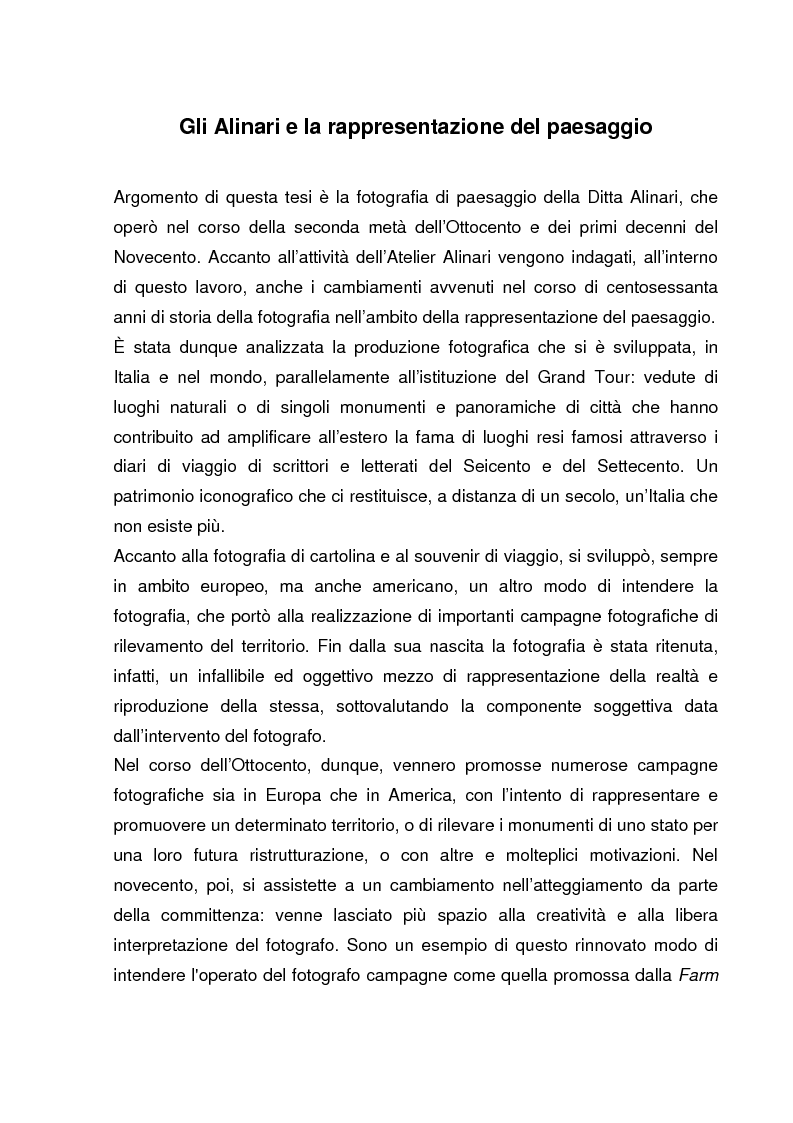 Anteprima della tesi: Gli Alinari e la rappresentazione del paesaggio, Pagina 2