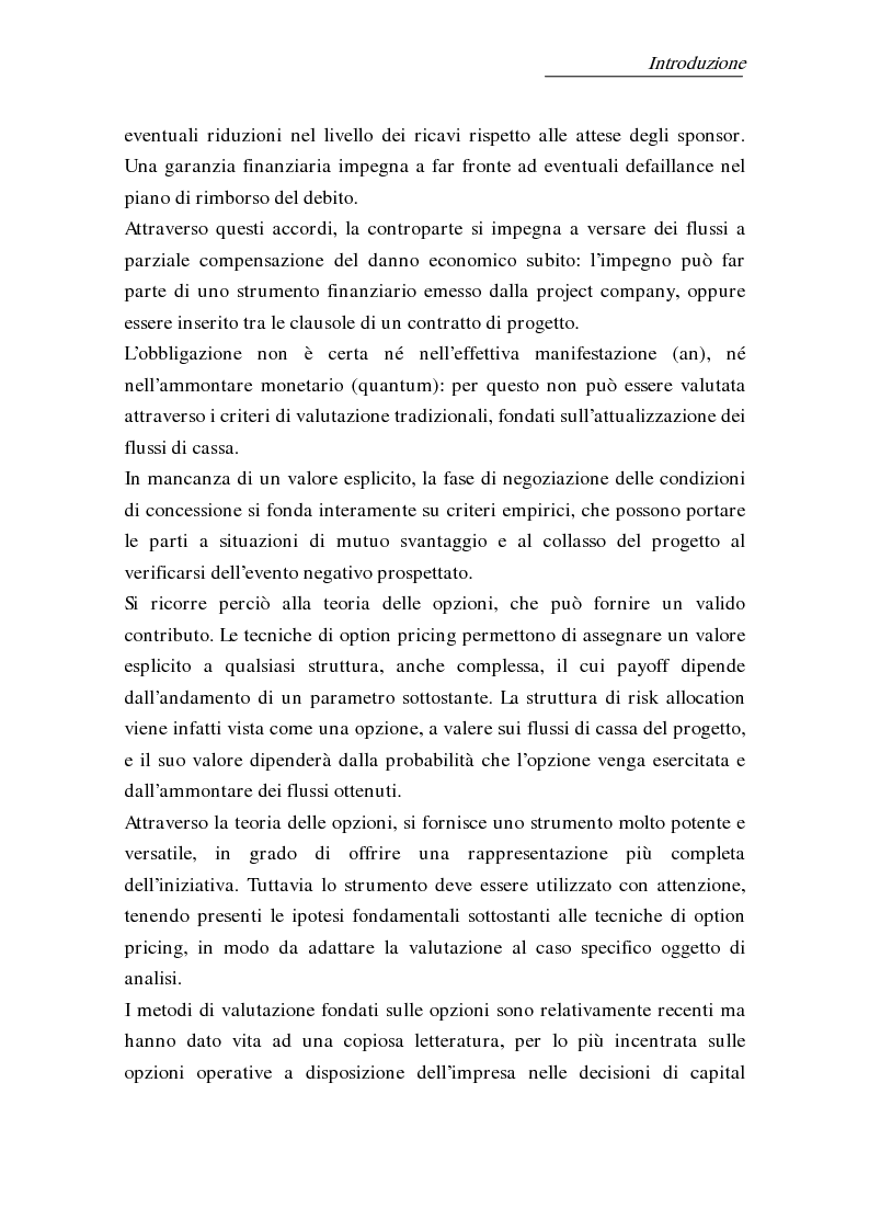 Anteprima della tesi: L'uso delle opzioni reali nella risk allocation della finanza di progetto: il caso degli investimenti su infrastrutture autostradali, Pagina 3