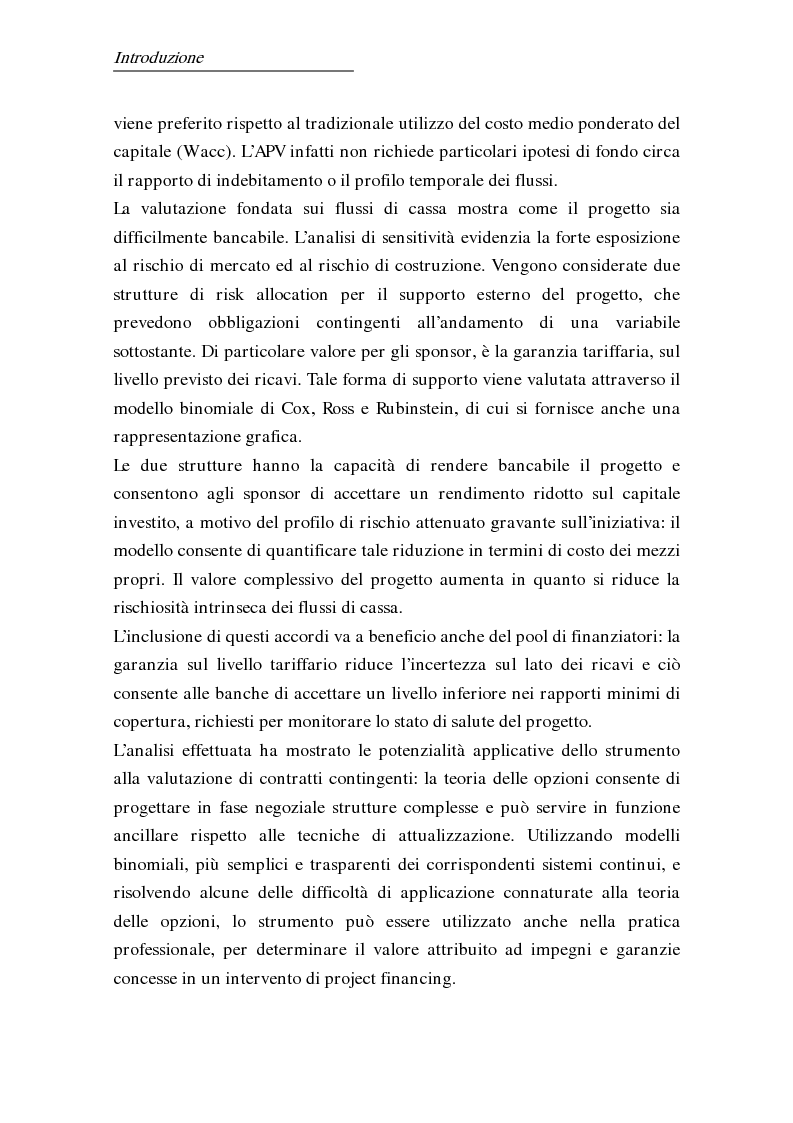 Anteprima della tesi: L'uso delle opzioni reali nella risk allocation della finanza di progetto: il caso degli investimenti su infrastrutture autostradali, Pagina 6