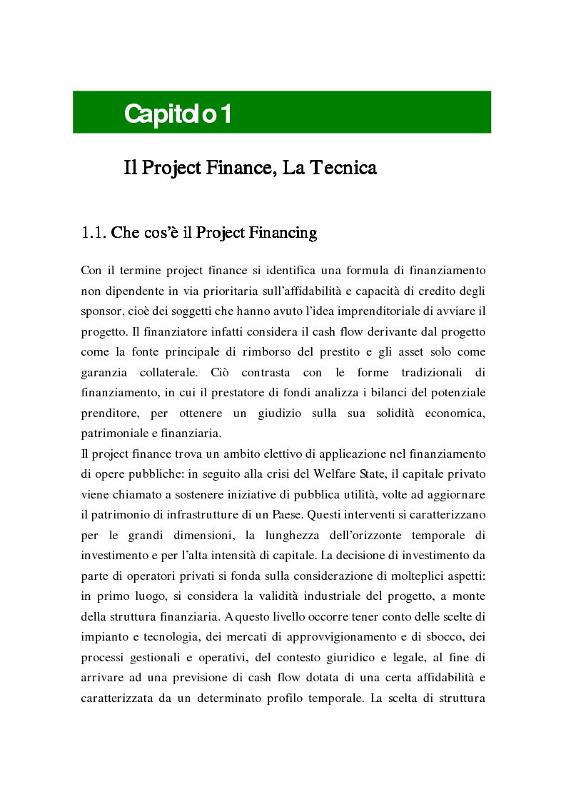 Anteprima della tesi: L'uso delle opzioni reali nella risk allocation della finanza di progetto: il caso degli investimenti su infrastrutture autostradali, Pagina 7