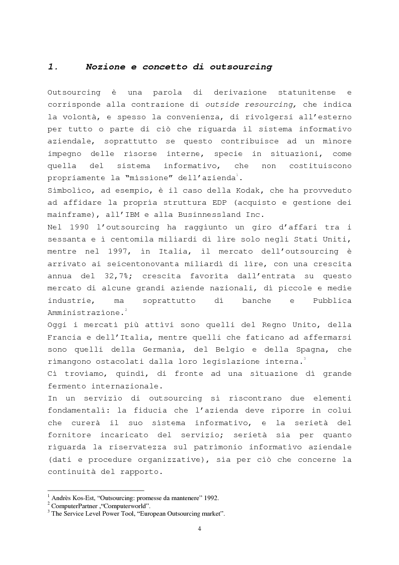 Anteprima della tesi: Il contratto di outsourcing, Pagina 4