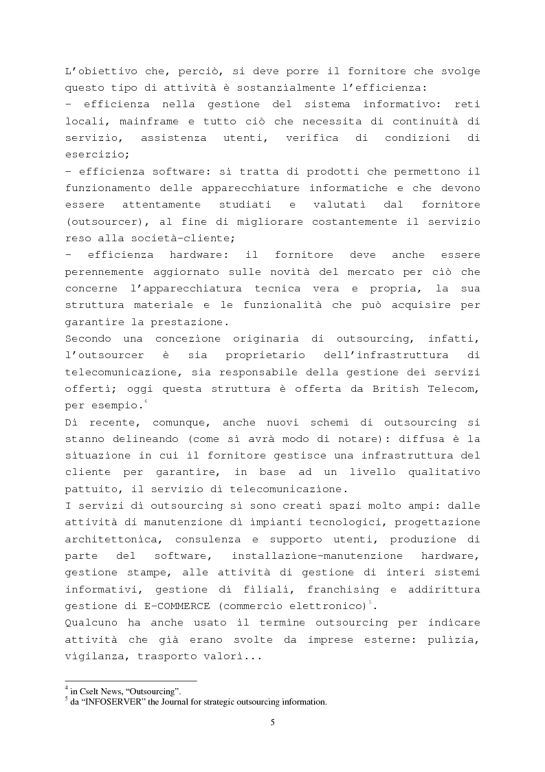 Anteprima della tesi: Il contratto di outsourcing, Pagina 5