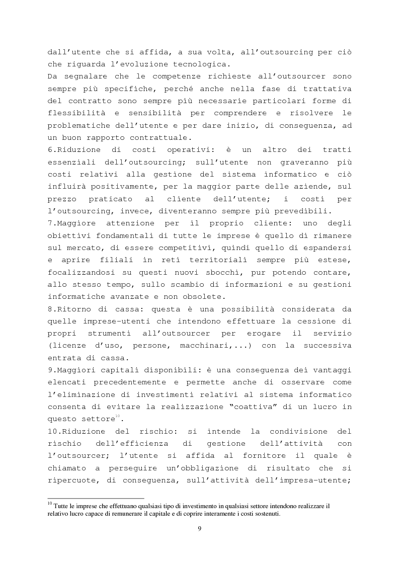 Anteprima della tesi: Il contratto di outsourcing, Pagina 9