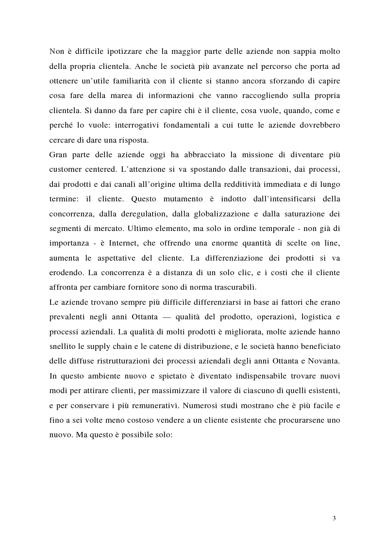 Anteprima della tesi: Crm: quando il successo dell'impresa passa per la conoscenza del cliente, Pagina 3