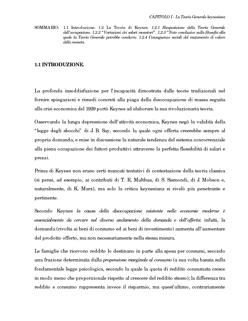Anteprima della tesi: La teoria generale di Keynes: alcune reinterpretazioni ed attualità, Pagina 9