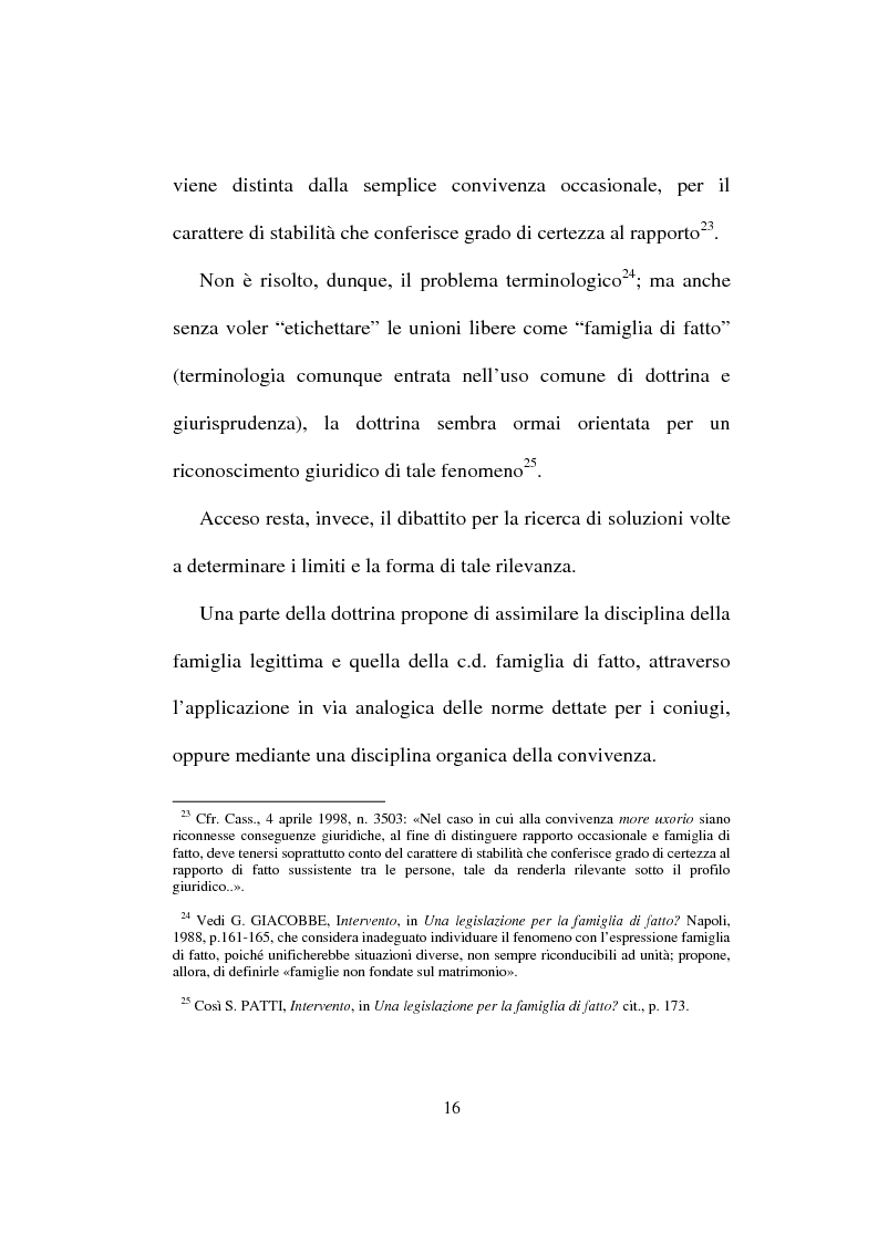 Anteprima della tesi: I diritti del convivente more uxorio: la disciplina normativa, Pagina 13