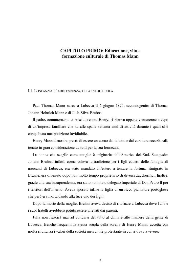Anteprima della tesi: La formazione dell’uomo nelle opere di Thomas Mann, Pagina 2