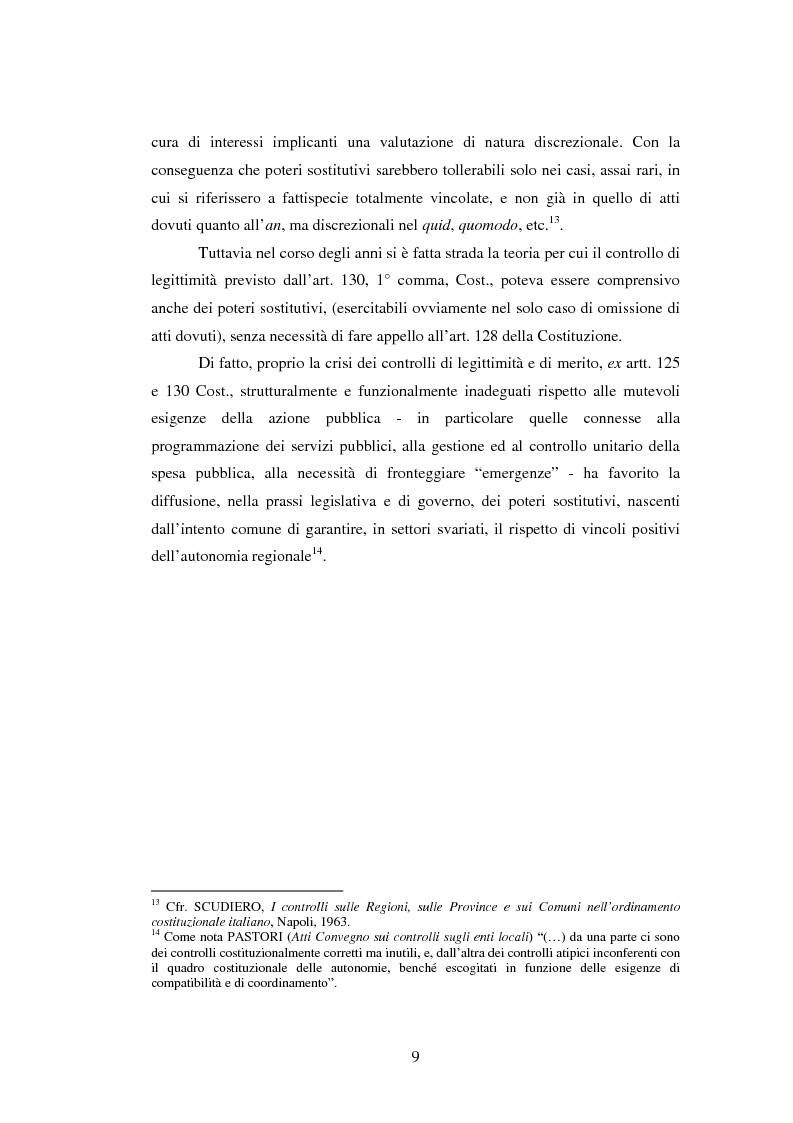 Anteprima della tesi: Il potere sostitutivo dopo la riforma del titolo V della parte seconda della Costituzione, Pagina 9