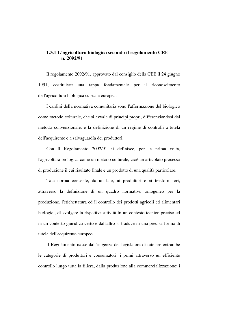 Anteprima della tesi: Il settore biologico: un'analisi delle aziende agricole nella comunita montana ''calore salernitano'', Pagina 12