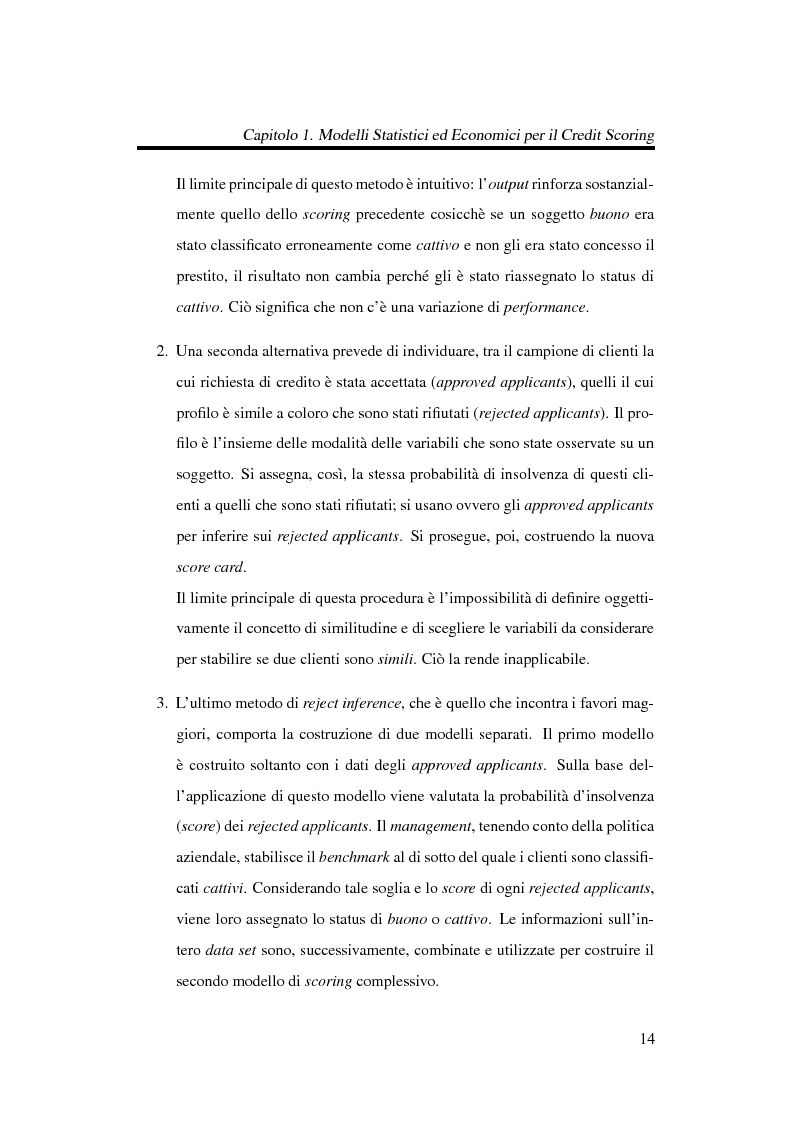 Anteprima della tesi: Discriminazione logistica per la valutazione del rischio di credito, Pagina 14