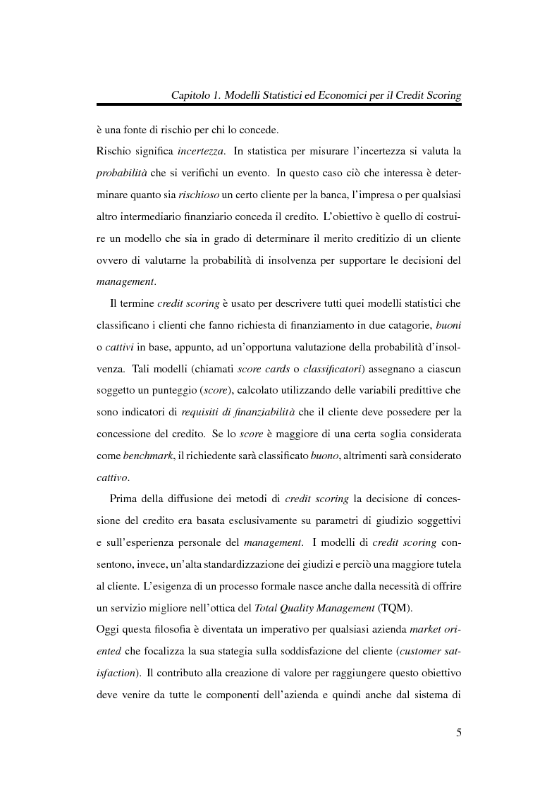 Anteprima della tesi: Discriminazione logistica per la valutazione del rischio di credito, Pagina 5