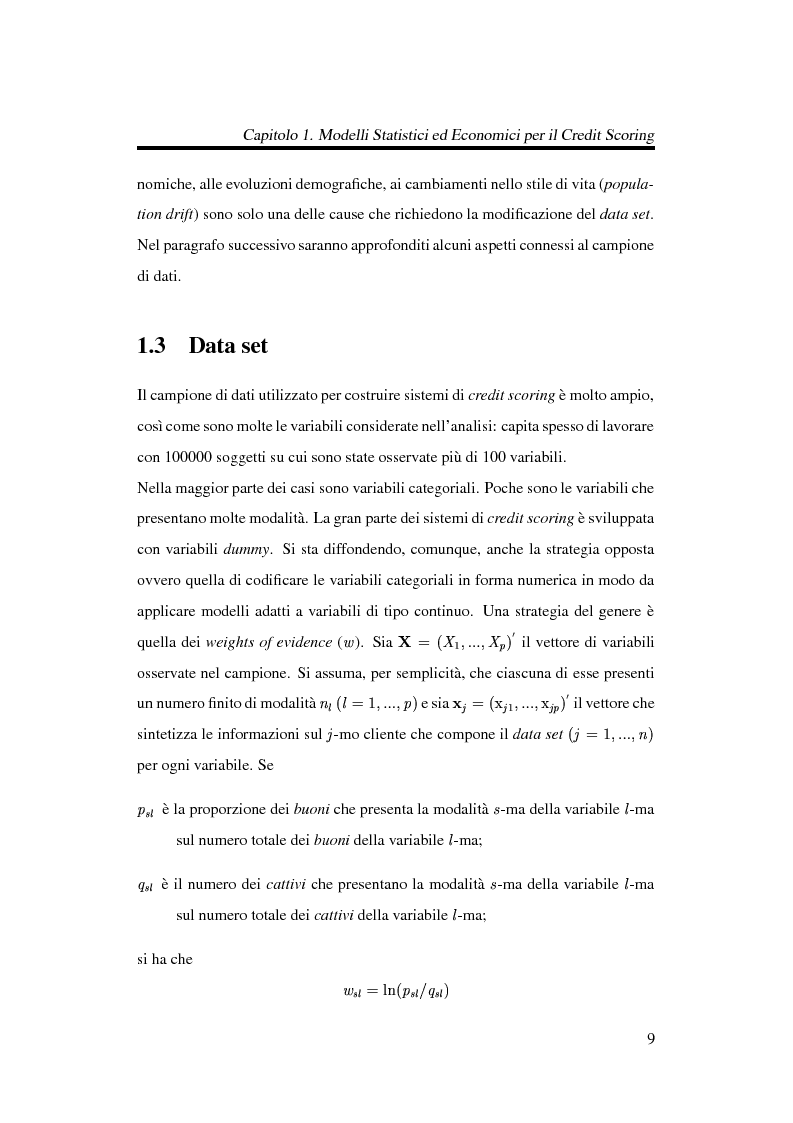 Anteprima della tesi: Discriminazione logistica per la valutazione del rischio di credito, Pagina 9