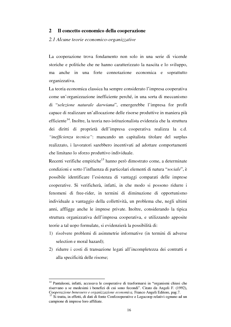 Anteprima della tesi: Gli aspetti economici dell'impresa cooperativa e le sue potenzialità di sviluppo nel Mezzogiorno: il caso della cooperativa ''Giustizia e libertà'', Pagina 12