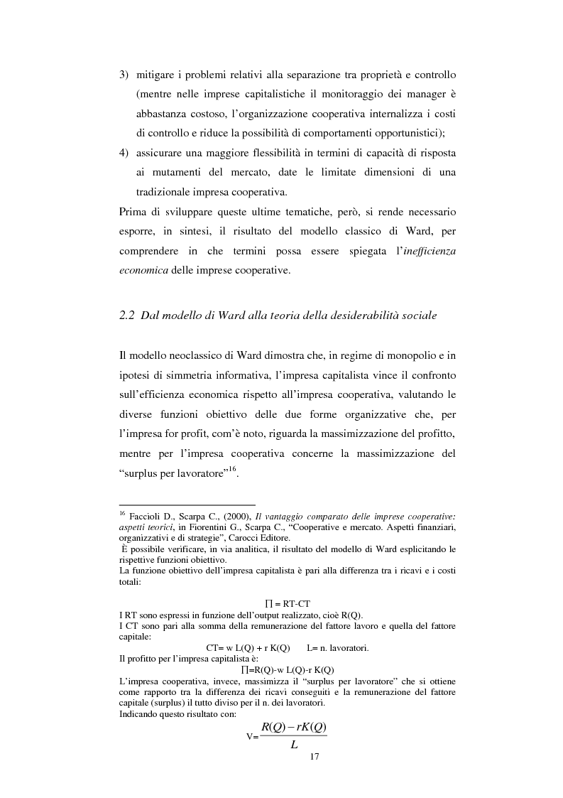 Anteprima della tesi: Gli aspetti economici dell'impresa cooperativa e le sue potenzialità di sviluppo nel Mezzogiorno: il caso della cooperativa ''Giustizia e libertà'', Pagina 13