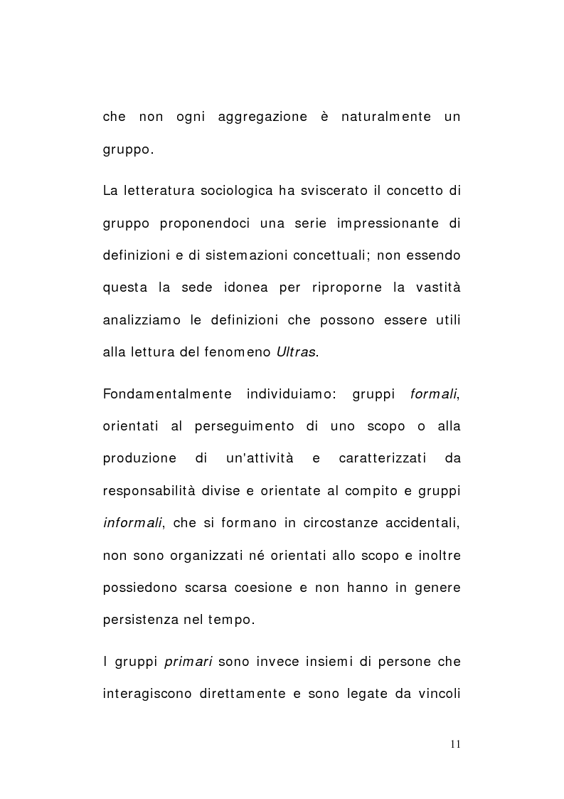 Anteprima della tesi: Tifo e tifosi. Il panorama ultras, Pagina 9