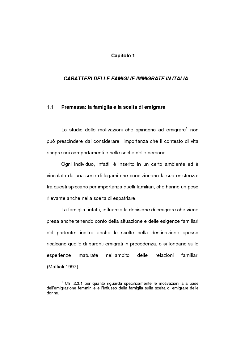 Anteprima della tesi: Le famiglie immigrate in Italia: caratteristiche, bisogni ed elementi di novità, Pagina 5
