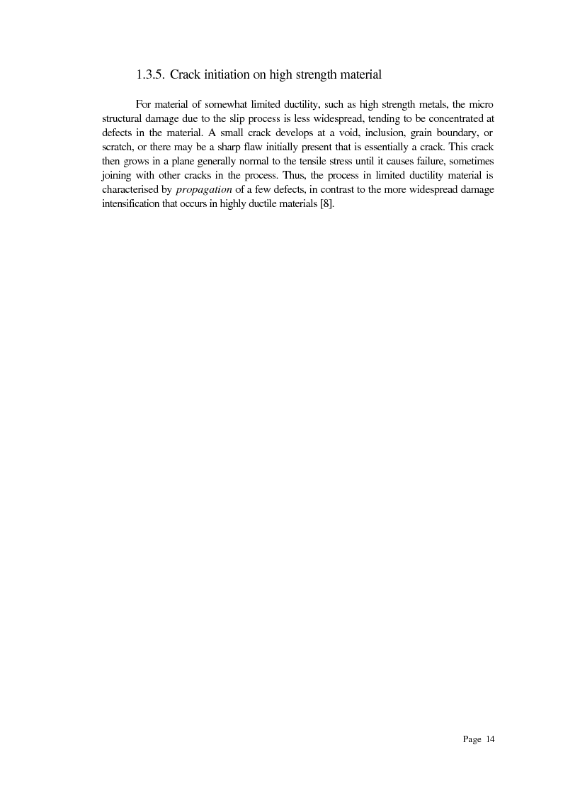 Anteprima della tesi: Previsione della durata a fatica su provino SAE utilizzando un approccio combinato di fatica oligociclica e meccanica della frattura, Pagina 14