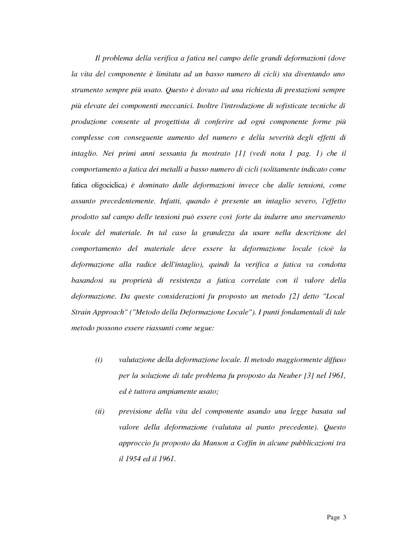 Anteprima della tesi: Previsione della durata a fatica su provino SAE utilizzando un approccio combinato di fatica oligociclica e meccanica della frattura, Pagina 3
