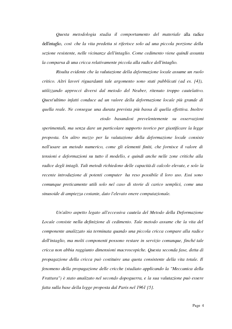 Anteprima della tesi: Previsione della durata a fatica su provino SAE utilizzando un approccio combinato di fatica oligociclica e meccanica della frattura, Pagina 4