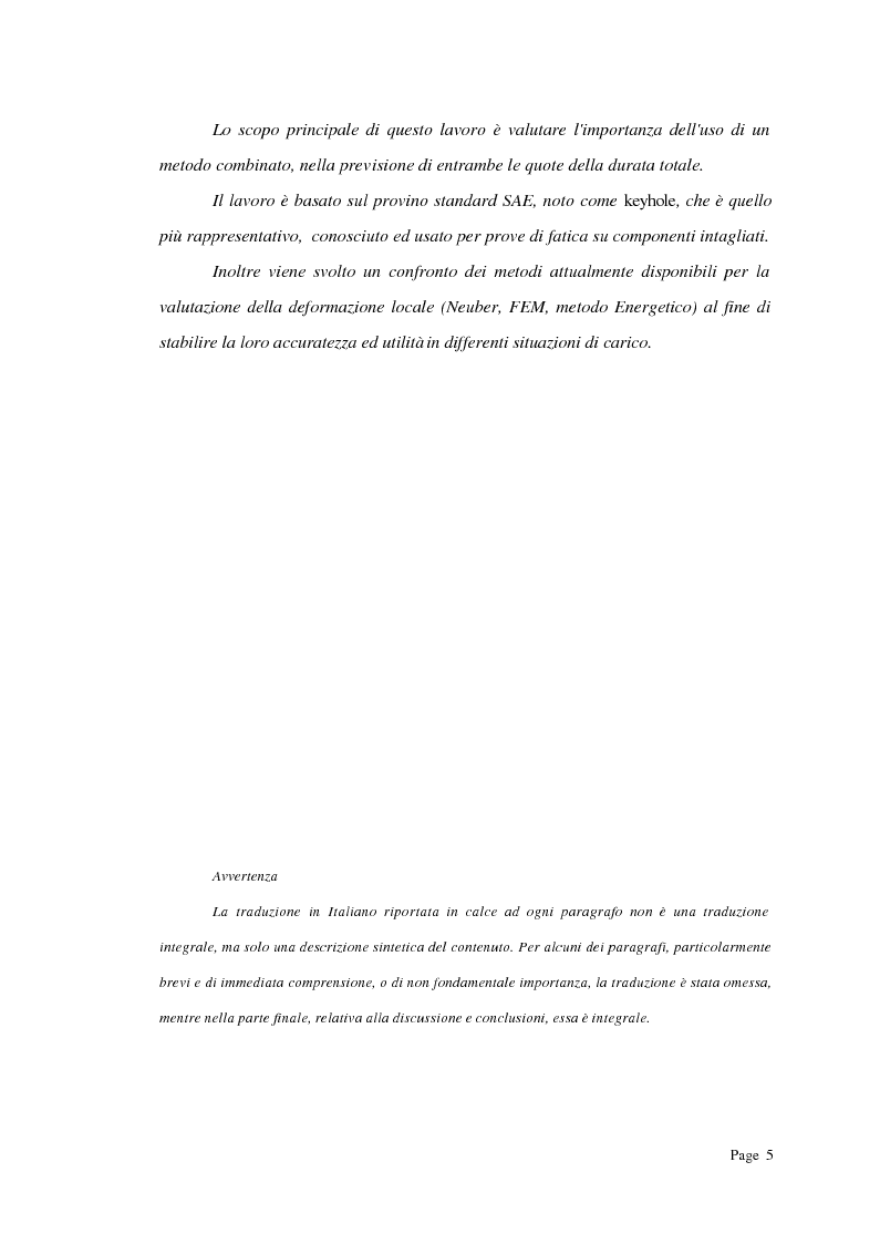 Anteprima della tesi: Previsione della durata a fatica su provino SAE utilizzando un approccio combinato di fatica oligociclica e meccanica della frattura, Pagina 5