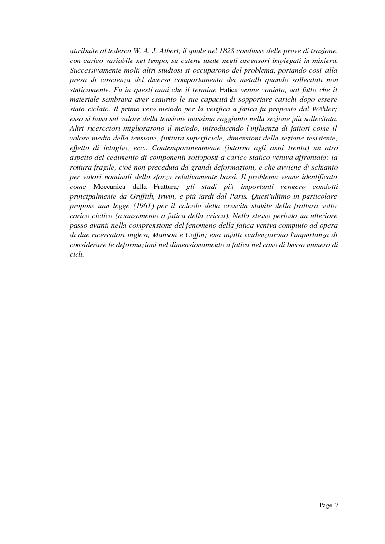 Anteprima della tesi: Previsione della durata a fatica su provino SAE utilizzando un approccio combinato di fatica oligociclica e meccanica della frattura, Pagina 7