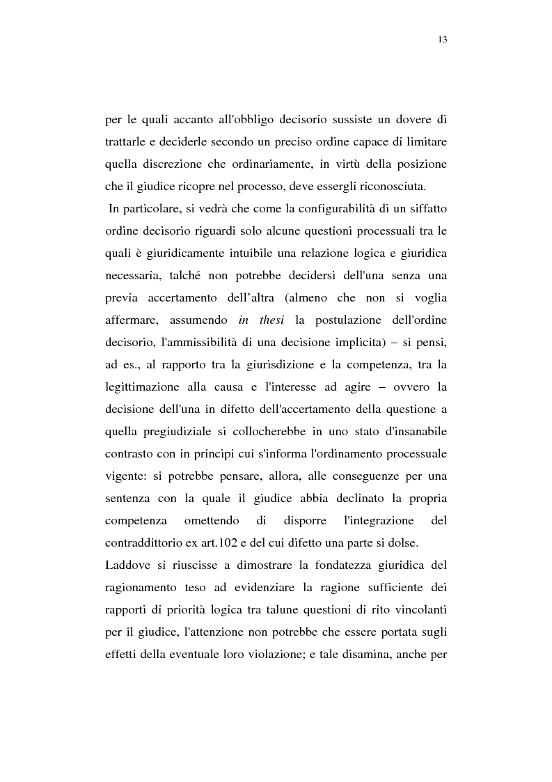 Anteprima della tesi: La pregiudizialità tra le questioni del processo, Pagina 6