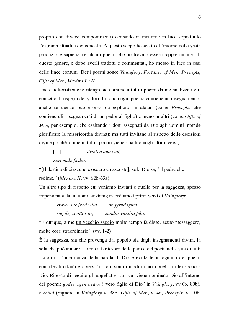 Anteprima della tesi: 'Wisdom of Many and the Wit of One' - Antologia di versi gnomici anglosassoni, Pagina 6