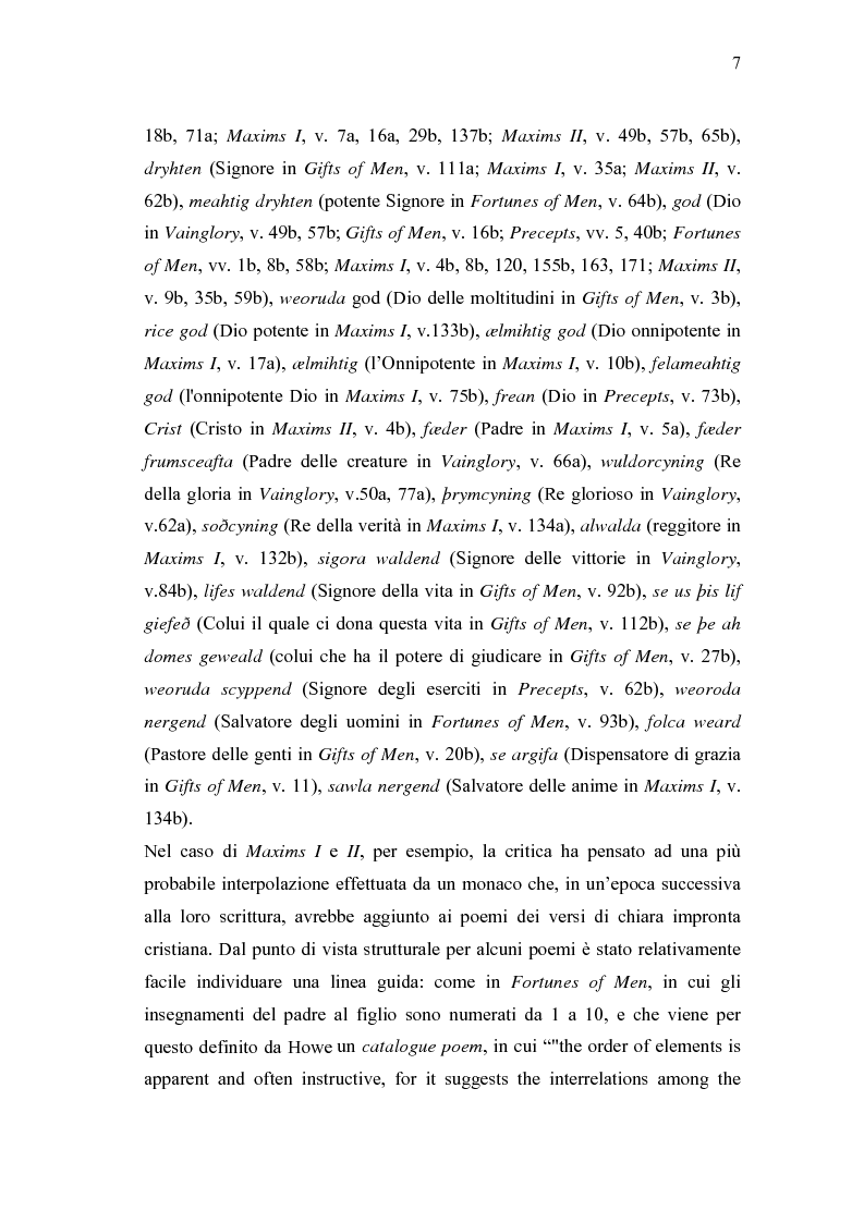 Anteprima della tesi: 'Wisdom of Many and the Wit of One' - Antologia di versi gnomici anglosassoni, Pagina 7