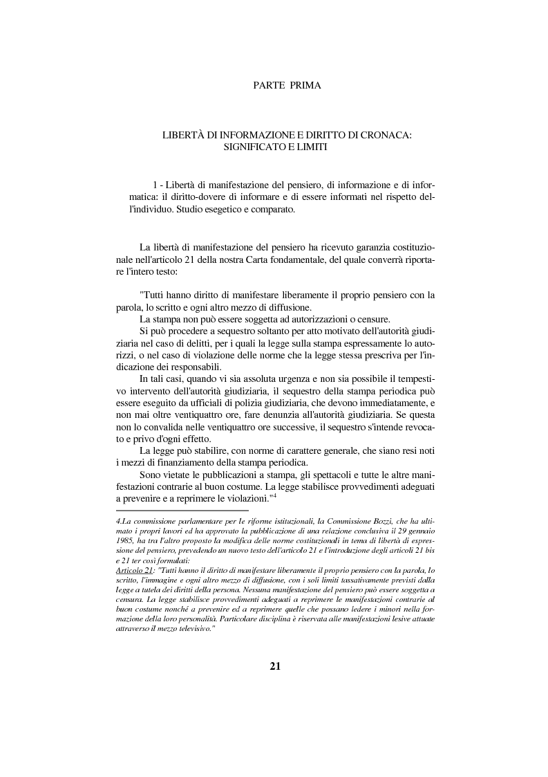 Anteprima della tesi: Diritto di cronaca e deontologia della professione giornalistica, Pagina 11