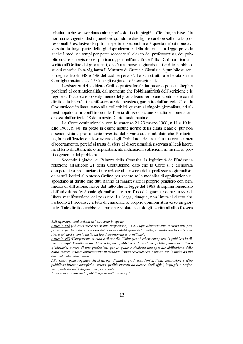 Anteprima della tesi: Diritto di cronaca e deontologia della professione giornalistica, Pagina 3