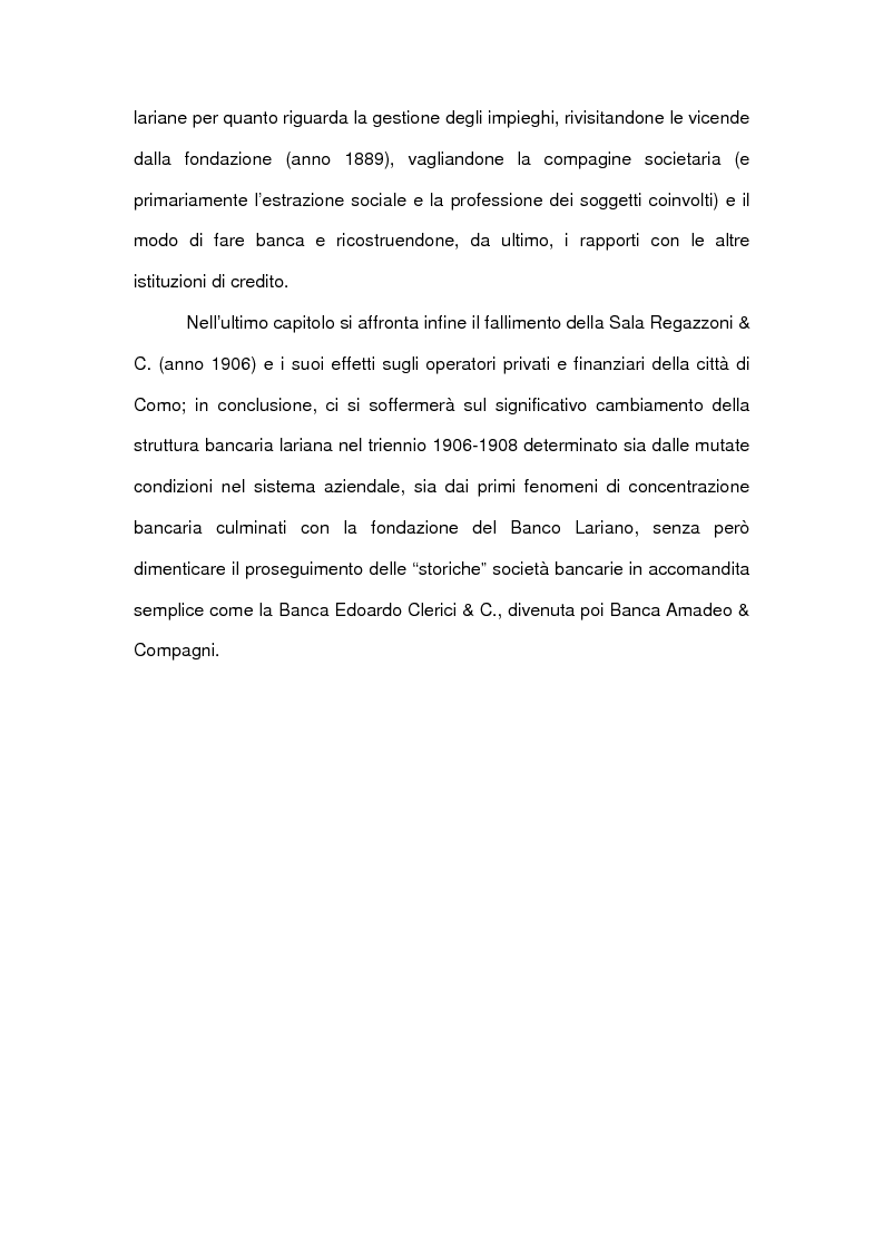Anteprima della tesi: Le accomandite bancarie comasche tra '800 e '900: le vicende della ditta Sala Regazzoni & C., già Mariani Sala & C., Pagina 7