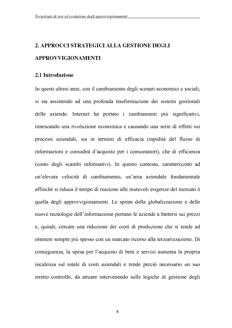 Anteprima della tesi: Tecnologie di rete ed evoluzione degli approvvigionamenti: l'e-procurement, Pagina 5