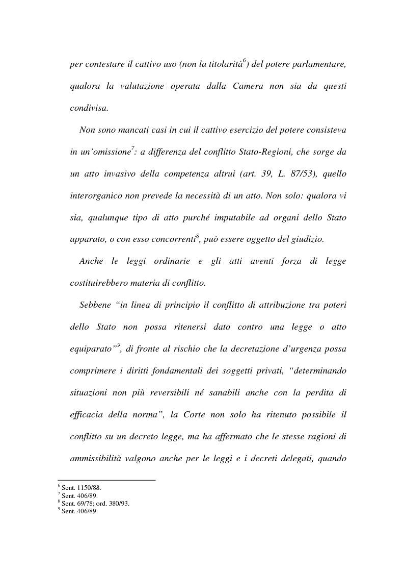 Anteprima della tesi: I conflitti interorganici (la nozione di potere nella giurisprudenza costituzionale), Pagina 6