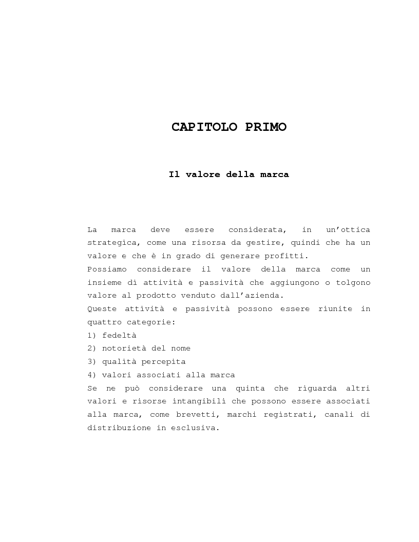 Anteprima della tesi: Costruzione e gestione della marca, Pagina 4