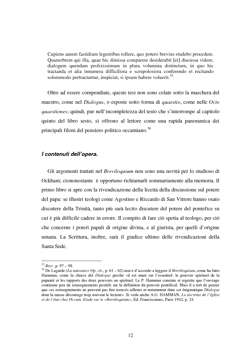 Anteprima della tesi: La Bibbia nel Breviloquium di Ockham. La funzione argomentativa delle citazioni scritturali nel dibattito tra Ockham e i sostenitori della teocrazia pontificia, Pagina 10