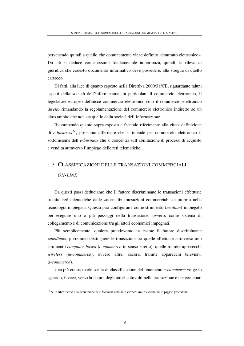 Anteprima della tesi: Tutela legale nelle transazioni commerciali effettuate tramite reti telematiche, Pagina 8