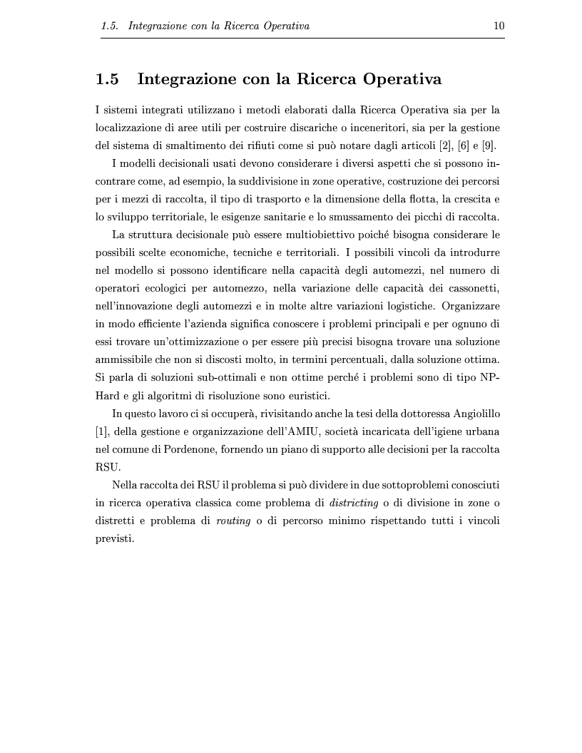 Anteprima della tesi: Determinazione e ottimizzazione dei percorsi di raccolta per i mezzi di un'azienda di igiene urbana: il caso dell'Amiu di Pordenone, Pagina 10