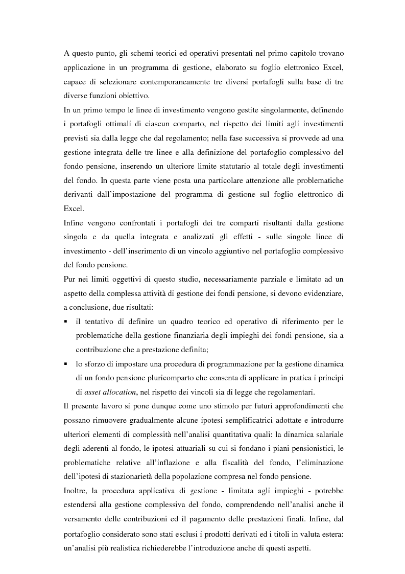 Anteprima della tesi: Gestione di un portafoglio complesso di un fondo pensione in tempo continuo. Aspetti teorici e uno schema applicativo, Pagina 3