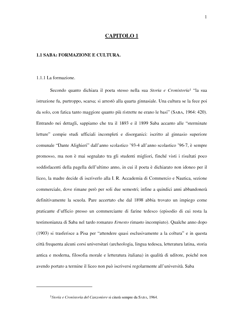 Anteprima della tesi: Saba prima del ''Canzoniere'': ''Poesie'' (1911), Pagina 3
