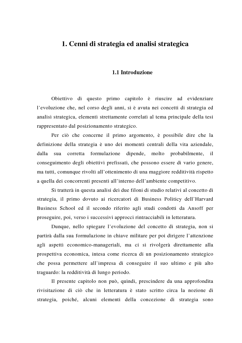 Anteprima della tesi: Il posizionamento strategico come fonte del vantaggio competitivo, Pagina 5