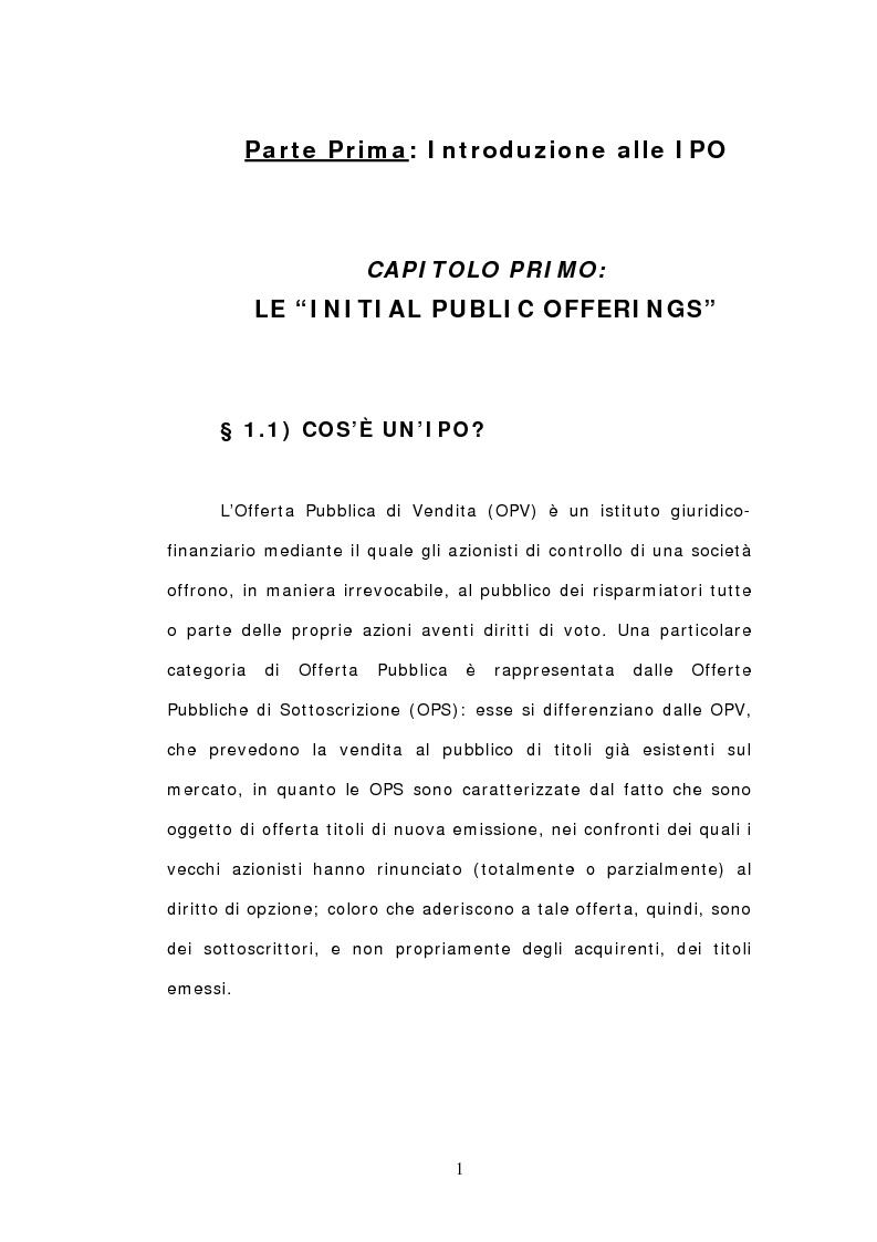 Anteprima della tesi: Ipo: un'analisi delle dinamiche interne e del ruolo dei soggetti coinvolti, Pagina 4