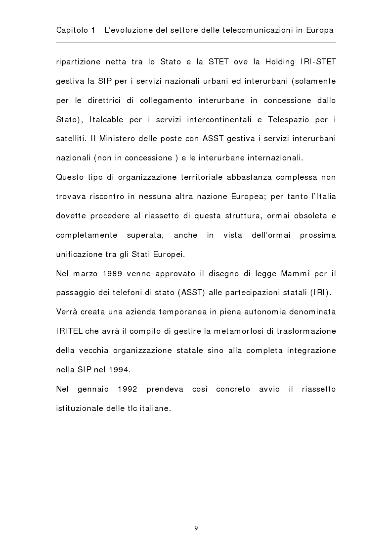 Anteprima della tesi: La riorganizzazione del settore delle telecomunicazioni in Europa, Pagina 12