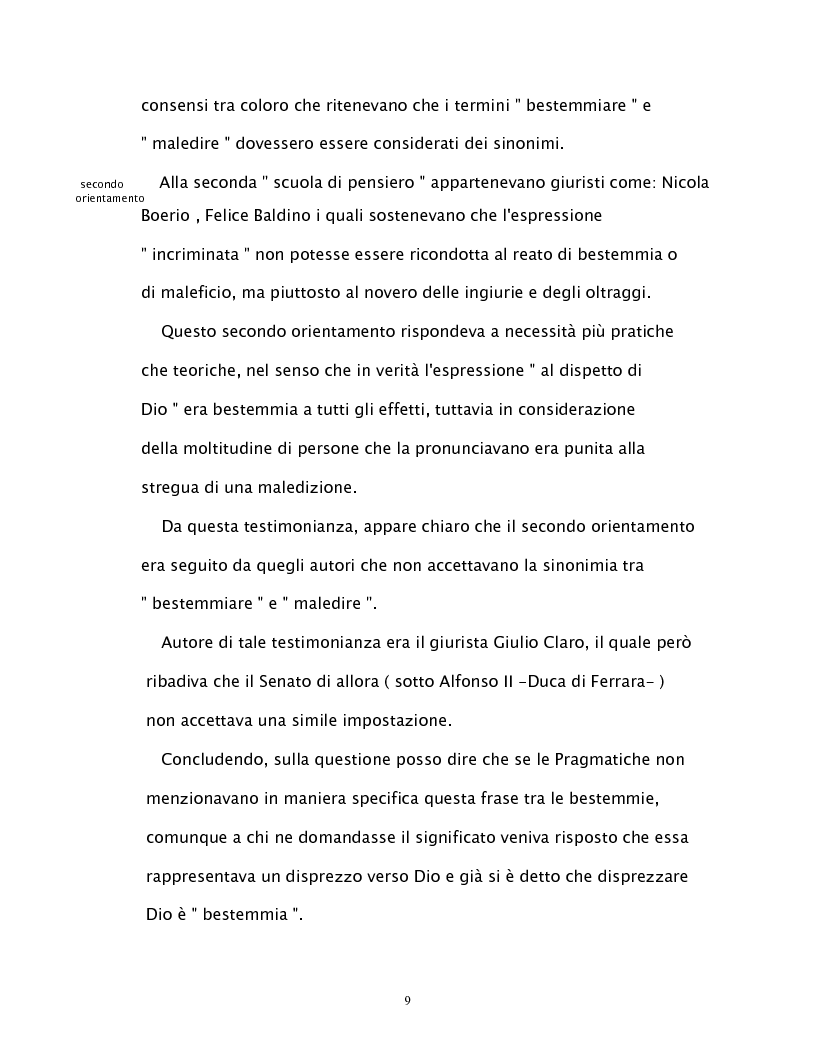 Anteprima della tesi: Il reato di bestemmia nel 1500, Pagina 9