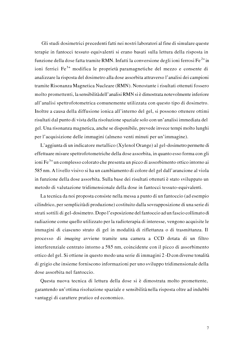 Anteprima della tesi: Studio e messa a punto di una tecnica innovativa per misure tridimensionali di dose assorbita in campi di radazione ionizzante, Pagina 3