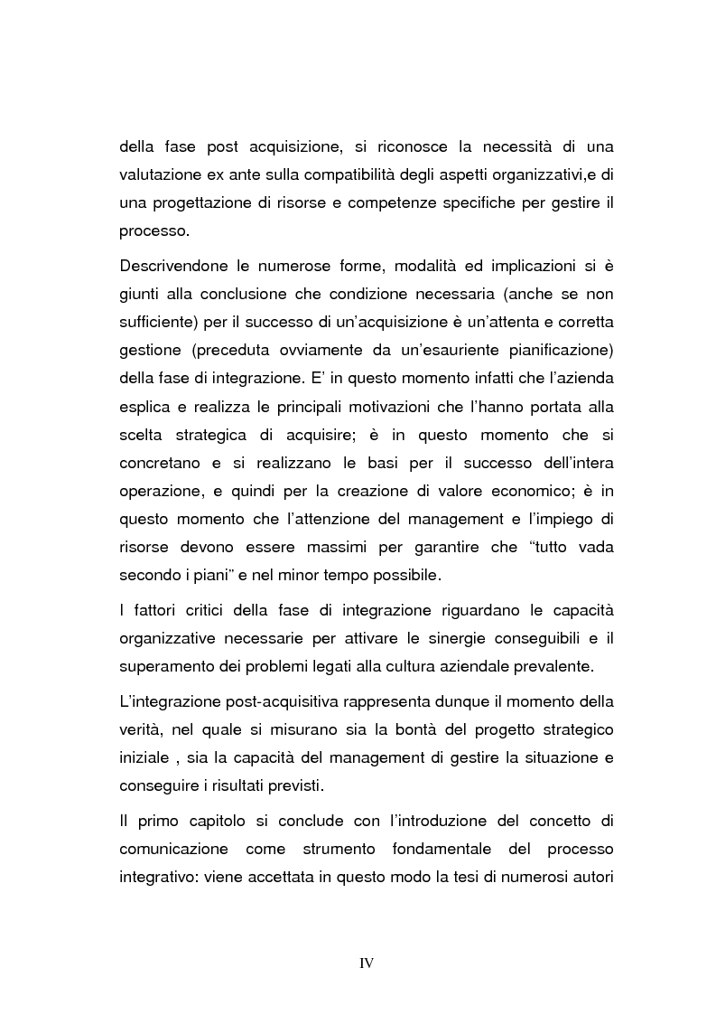 Anteprima della tesi: L'integrazione post-acquisizione nelle operazioni internazionali: il ruolo della comunicazione interna ed esterna, Pagina 4