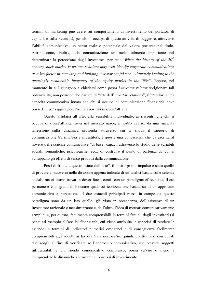 Anteprima della tesi: Comunicazione, immagine e valore d'impresa. Oltre la disclosure: la comunicazione finanziaria come mezzo per costruire la percezione del valore di mercato dell'impresa, Pagina 3