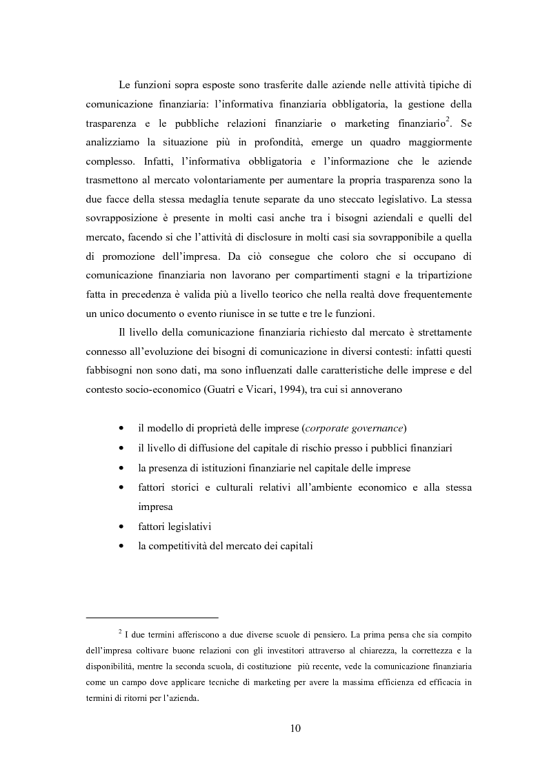 Anteprima della tesi: Comunicazione, immagine e valore d'impresa. Oltre la disclosure: la comunicazione finanziaria come mezzo per costruire la percezione del valore di mercato dell'impresa, Pagina 7
