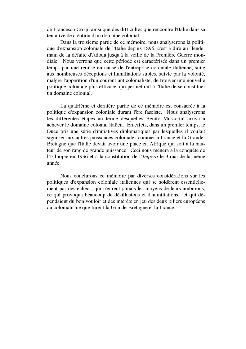 Anteprima della tesi: L'impèrialisme colonial italien depuis Crispi jusqu'à l' Impero, Pagina 2