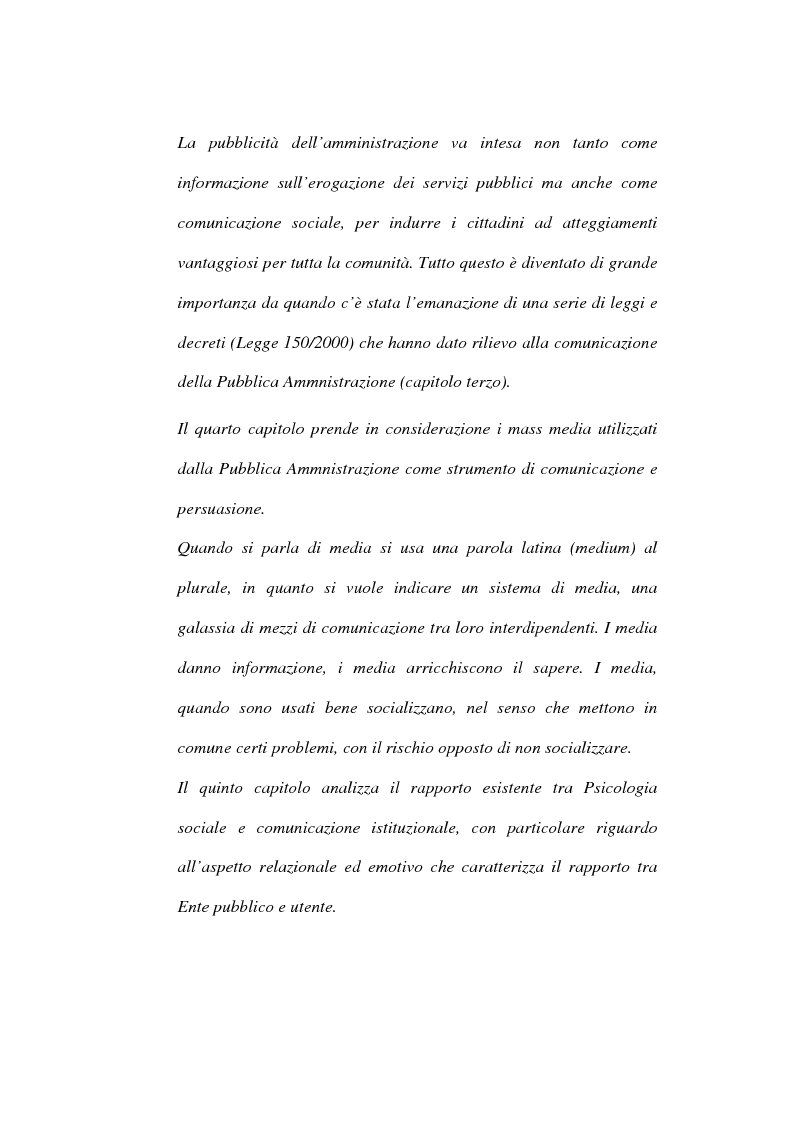 Anteprima della tesi: Comunicazione istituzionale e utenza: dall'estraneità alla familiarità dell'istituzione, Pagina 5